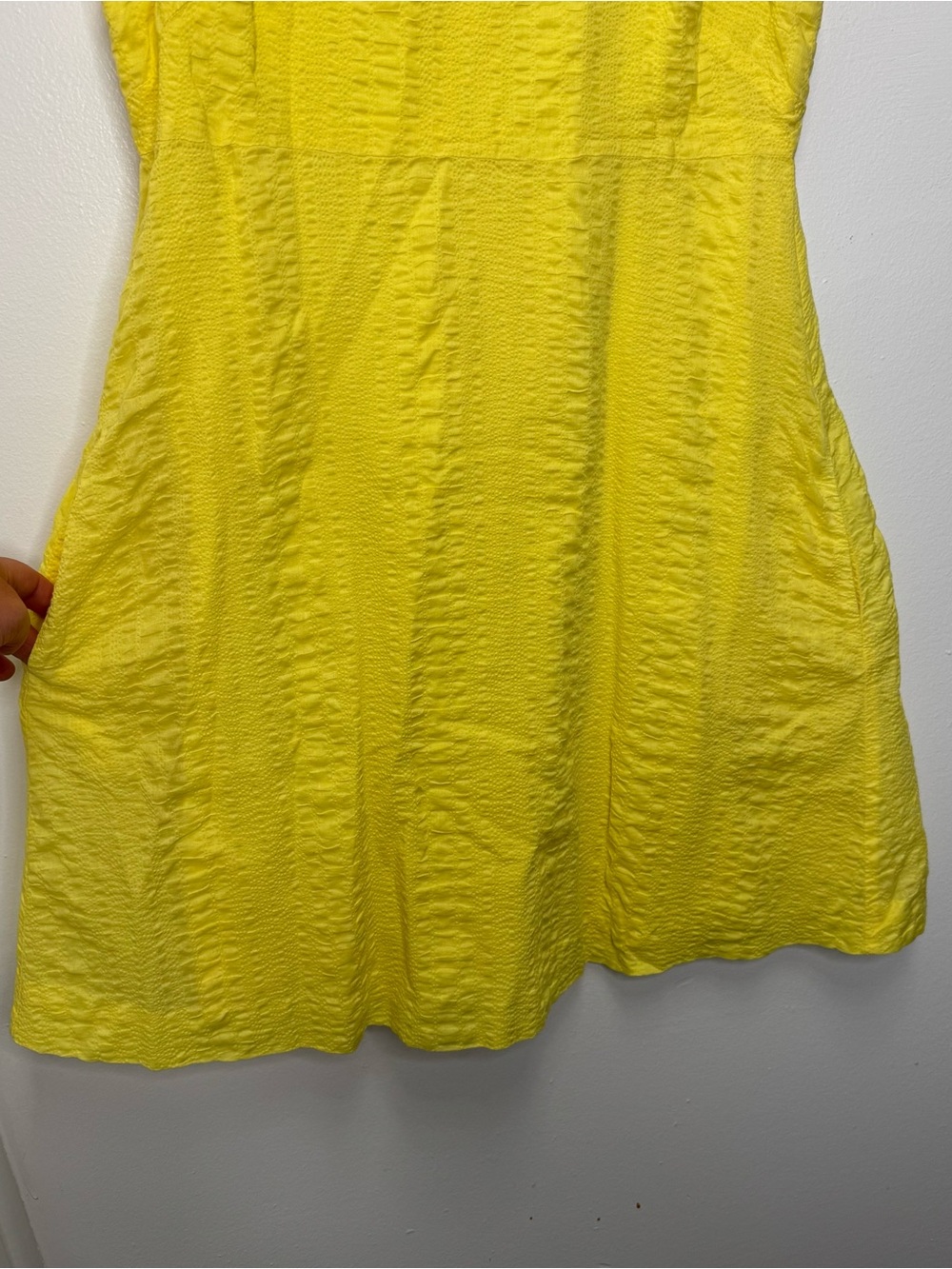 J Crew Sleeveless Yellow Cotton Sleeveless Fit and Flare Dress Size 6 - Picture 3 of 10